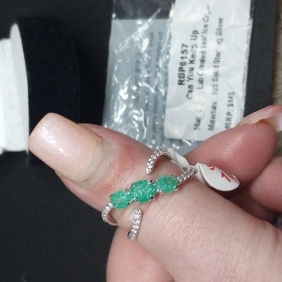 Bomb Party Can you keep up lab created teal ice Crystal 925Solid sterling silver - Picture 3 of 6